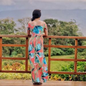 Multi colored Maxi Dress with slit